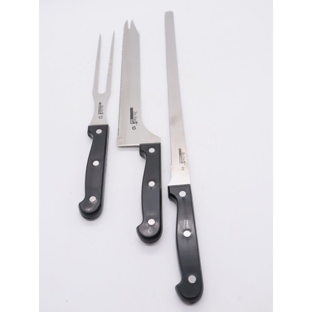 4 Ronco Six Star‎ Carving Knives - 2 Carving 6 Saw 12 Carving Fork SS Full Tang